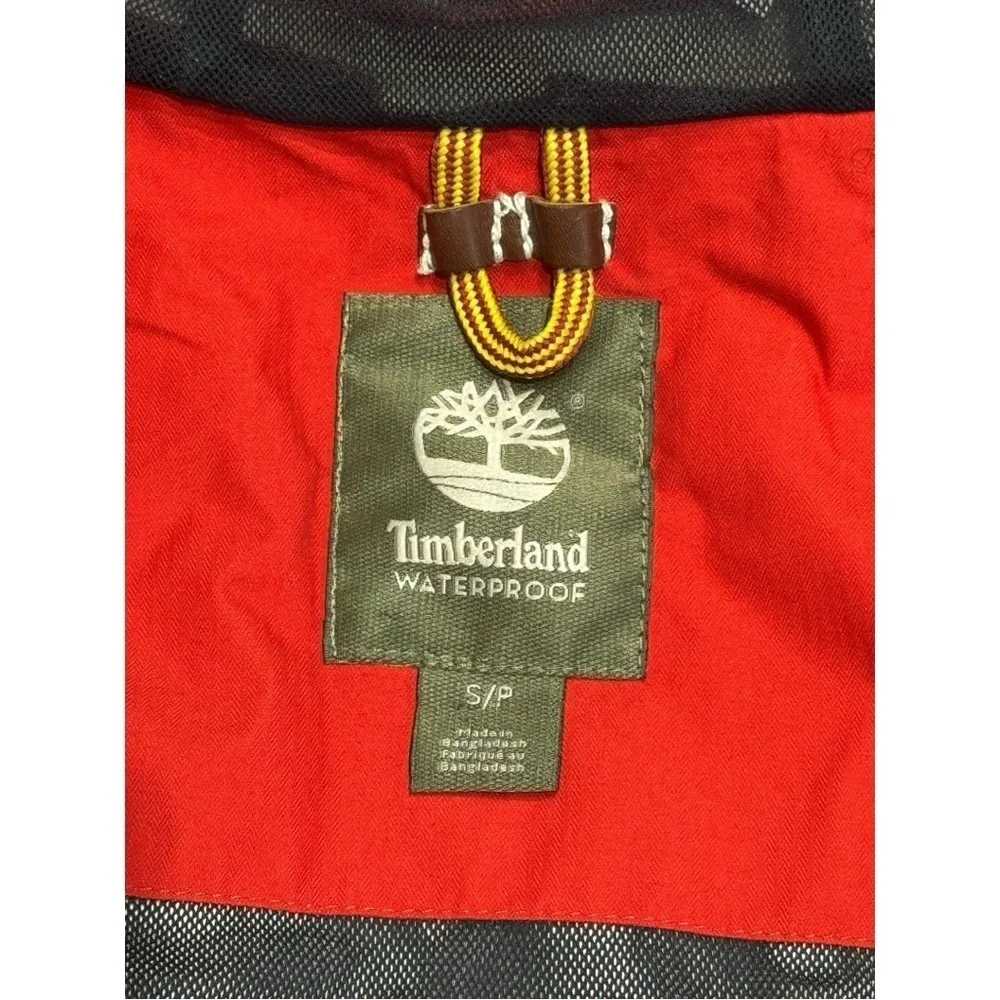 Timberland Men’s Red Waterproof Hooded Performance Rain Jacket Size Small